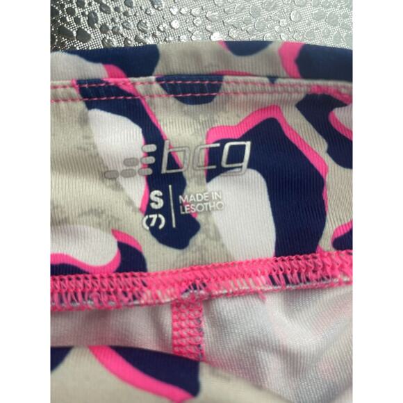BCG Girls' Pink Leopard Print Athletic Leggings Youth Size Small/7 - Picture 3 of 4